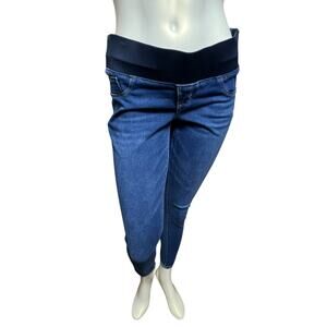 Old Navy Maternity Rockstar Super Skinny Jeans Low Panel Blue Denim